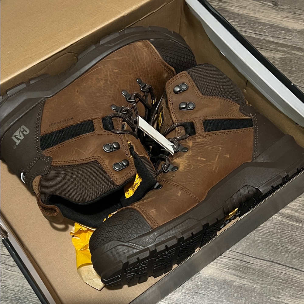 Caterpillar : Brown and Dark Brown Men's Work Boots - M10